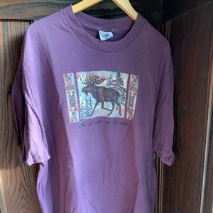 Port & Co Alaska moose design t-shirt in purple - size 2XL
